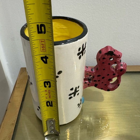 VINTAGE Mugs Black&White Stripe With Dog Handle Signed R Terrell - Picture 9 of 12